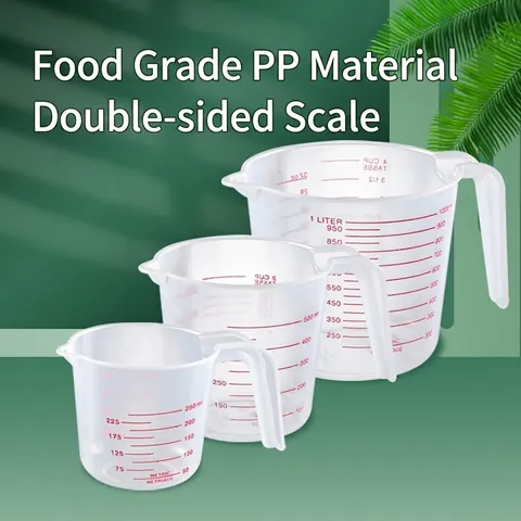 Food Grade PP Plastic Measuring Cup With Handle Red Scale Transparent For Baking Cooking Kitchen Lab Home Liquid Measure Jug