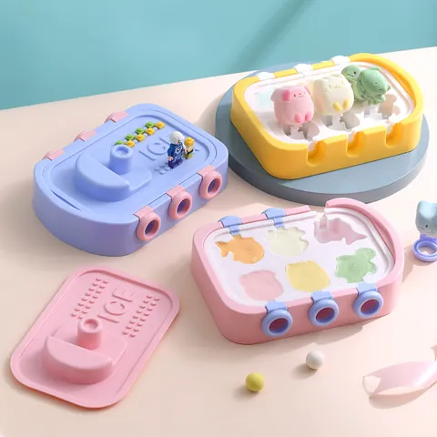 Moule à Glace en Silicone Créatif en Forme de Bateau DIY Moule à Crème Glacée Animaux Avec Couvercle Pour Enfants