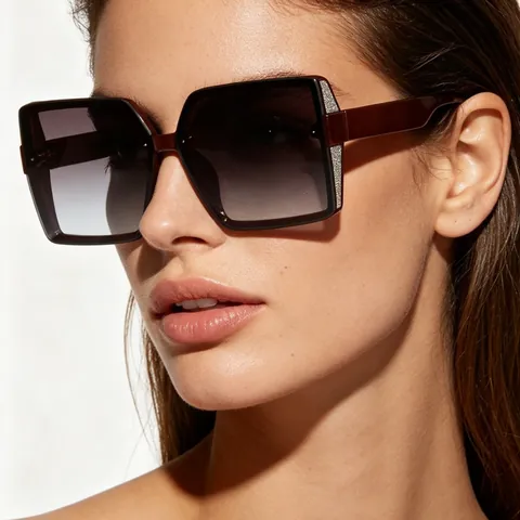 Retro Square Oversized Sunglasses For Women Men Fashion Gradient Lens UV400 Protection PC Frame Stylish Streetwear Travel Eyewear