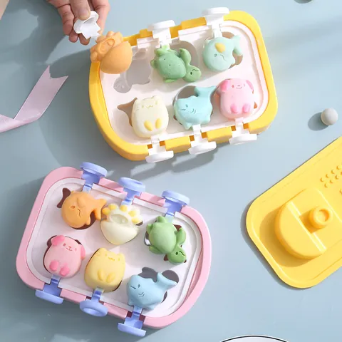 Moule à Glace en Silicone Créatif en Forme de Bateau DIY Moule à Crème Glacée Animaux Avec Couvercle Pour Enfants