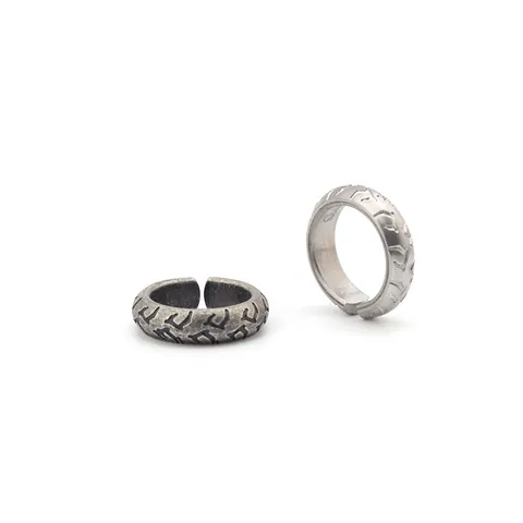 Retro Biker Reifenprofil Ring Vintage Titanstahl Bandring Für Damen Herren Punk Motorrad Fingerring Schmuck