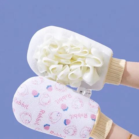 Cartoon Double Sided Bath Exfoliating Glove Rayon Body Scrubber Bath Lily Foaming Glove For Women Household Bathroom Accessory