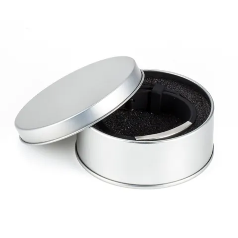 High Grade Aluminum Jewelry Box Round Silver Metal Storage Box For Rings Necklaces Bracelets Minimalist Matte Gift Packaging Box