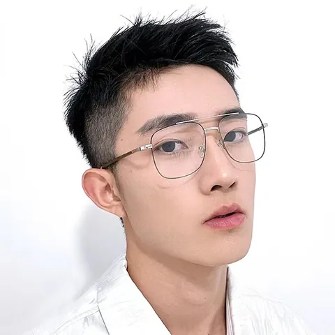 Blue Light Blocking Glasses Metal Eyeglasses Frame Double Bridge Large Square Frame For Men Women Computer Glasses