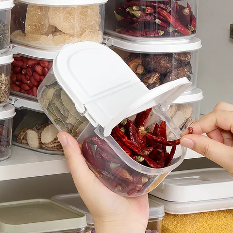 Kitchen Spice Storage Box Transparent Plastic Sealed Food Container Stackable Onion Ginger Garlic Organizer Storage Box