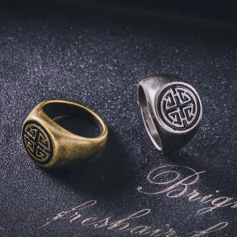 Siegelring Im Chinesischen Stil Titanstahl Retro Segen Wohlstand Langlebigkeit Glück Reichtum Herren Damen Fingerring Schmuck
