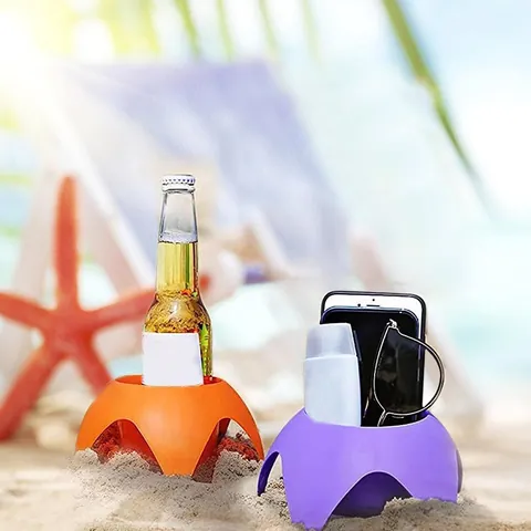 Portable Plastic Beach Cup Holder Stable Sand Coaster For Drinks Phones Sunglasses Summer Outdoor Vacation Accessories