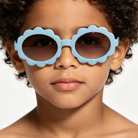 Kids Fashion Flower Shaped Sunglasses UV400 Protection Cute Sunflower Oval Frame Eyewear For Boys Girls Outdoor Party Accessory