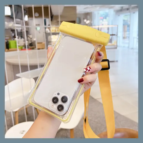 Universal Luminous Waterproof Phone Case Crossbody Strap PVC Touchscreen Pouch For Diving Swimming Beach Rafting Unisex