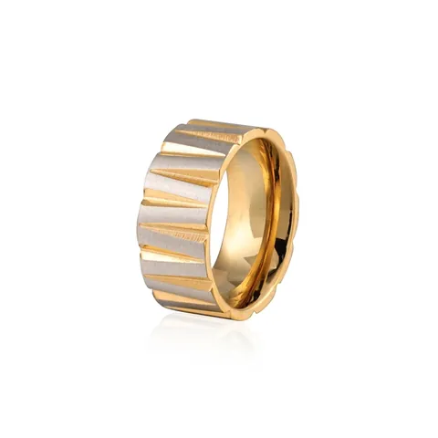 Hip Hop Street Titanstahl Unregelmäßig Facettiert Ring Zweifarbiger Galvanisierter Geometrischer Bandring Für Damen Herren Schmuck