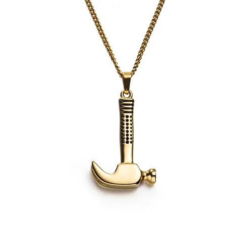 Vintage Titanstahl Klauenhammer Anhänger Halskette Für Herren Retro Industriestil Edelstahl Schmuck Zubehör
