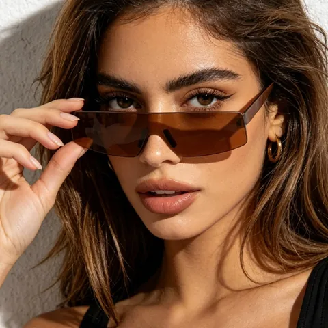 Unisex Y2K Randloze Shield Zonnebril Oversized One Piece Lens UV400 Bescherming Wrap Around Wielersport Zonnebril Voor Dames Heren