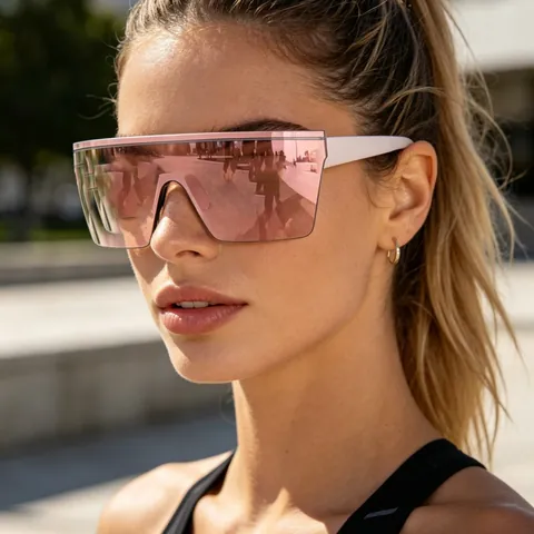 Rimless Large Square Integrated Sunglasses Men Women Street Hip-hop Mirror Lens UV400 Outdoor Personalized Fashion Shades