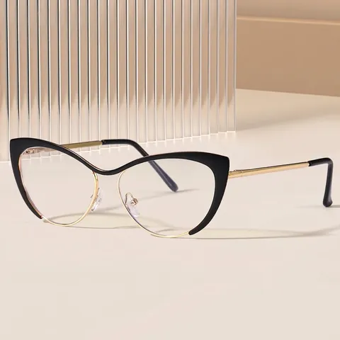 Occhiali Anti-luce Blu Retrò Cat Eye Montatura in Metallo Y2K Moda Eyewear per Donna Vintage Montatura da Vista