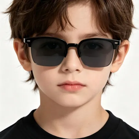 Kids Fashion Square Half Frame Sunglasses Retro UV400 Protection Sun Glasses Boys Girls Outdoor Beach Daily Casual Eyewear
