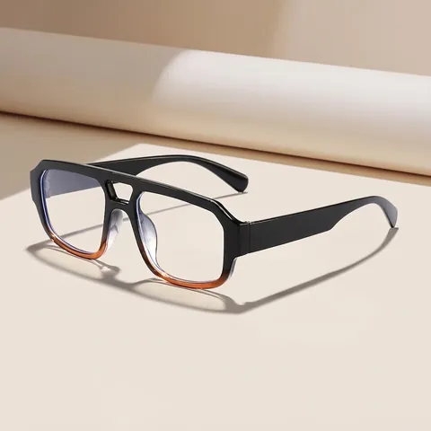 Double Bridge Anti Blue Light Eyeglasses Gradient Frame Retro Full Rim Optical Glasses For Men Women Fashion Decorative Frames