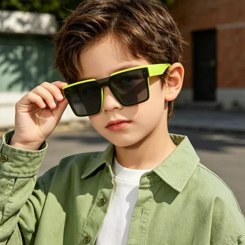 Fashion Square Kids Sunglasses UV400 Protection PC TR90 Frame For Boys Girls Trendy Outdoor Sunshade Eyewear
