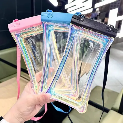 Schwimmende Laser Holographische Handy Wasserdichte Tasche Touchscreen PVC Tauchtasche Für Schwimmen Strand Rafting Unisex