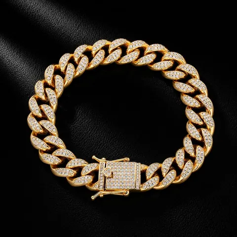 Hip Hop Kupfer Zirkonia Cuban Link Kette Halskette Armband Iced Out Micro Pave Zirkon Herren Schmuck Streetwear Geschenk