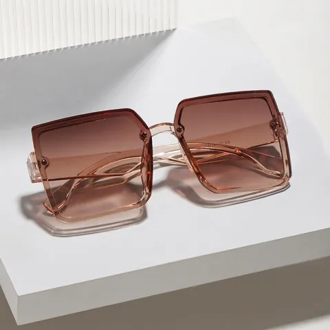 Women Fashion Square Sunglasses Oversized UV400 Protection Shades Stylish Korean Style PC Gradient Lens Sun Glasses