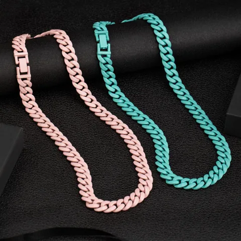 Dopamin Farbe Bunt Panzerkette Halskette Armband Legierung Lackiert Kette Für Damen Herren Europäische Mode Schmuck Streetwear Geschenke