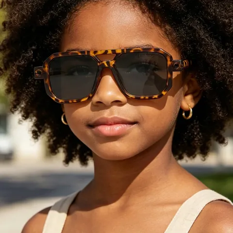 Occhiali da Sole Quadrati per Bambini Protezione UV400 Doppio Ponte Vintage Fashion per Ragazzi Ragazze Neonati Viaggi All'aperto