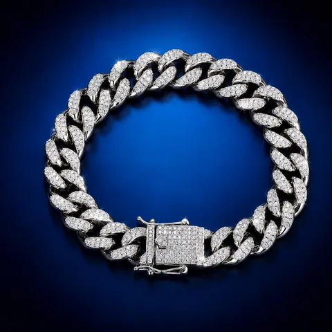 Hip Hop Kupfer Zirkonia Cuban Link Kette Halskette Armband Iced Out Micro Pave Zirkon Herren Schmuck Streetwear Geschenk