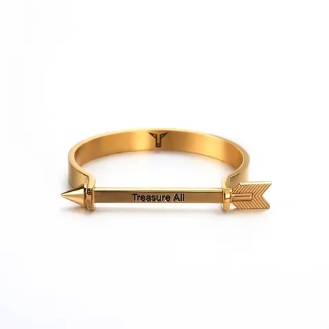 Retro Titanstahl Pfeil Armreif Treasure All Gravur Punk Schmuck Unisex Gold Silber Schwarz Edelstahl Armband