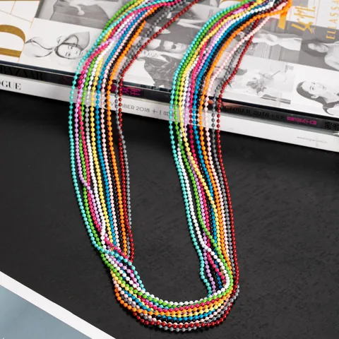 Edelstahl Kugelkette Halskette Bunte Hip Hop Plain Perlenkette Für Herren Damen Trendiger Mode Minimalistischer Schmuck
