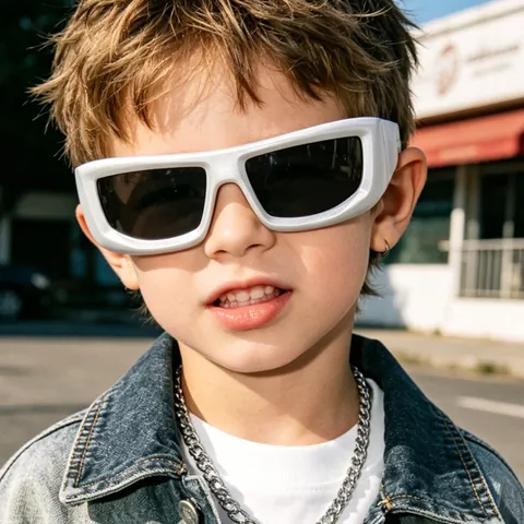 Occhiali da Sole per Bambini Cyberpunk Y2K Montatura Quadrata Spessa Ragazzi Ragazze Retrò Gamba Larga Esterno Protezione UV400