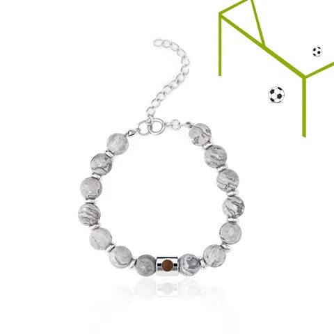 Natürlicher Lavastein Landkartenstein Howlith Perlenarmband Unisex Negative Ionen Energie Sport Verstellbares Titanstahl Armband