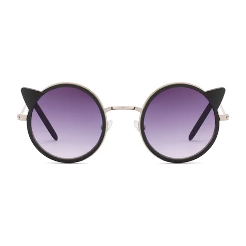 Kids Cat Ear Round Sunglasses Copper Alloy Frame PC Lens UV400 Protection Cute Fashion Eyewear For Boys Girls Outdoor