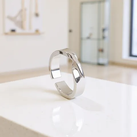 Mode Titanstahl Möbius Ring Offener Ring Minimalistisches Gedrehtes Band Verstellbarer Schmuck Für Herren Damen Pendeln Casual Ring