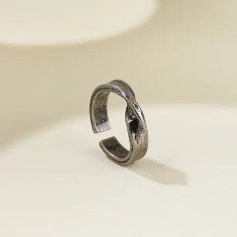 Mode Titanstahl Möbius Ring Offener Ring Minimalistisches Gedrehtes Band Verstellbarer Schmuck Für Herren Damen Pendeln Casual Ring