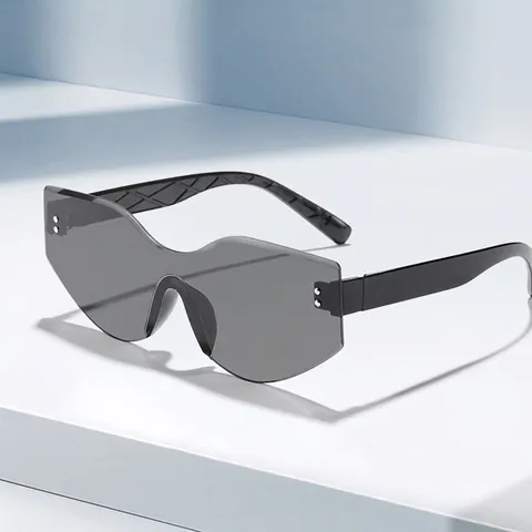 Retro Irregular Cat Eye Sunglasses For Women Men Gradient Lens Rimless Y2K Fashion Outdoor UV Protection Sunshades Accessory