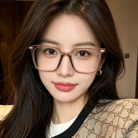 Women Anti Blue Light Glasses Large Square Frame Computer Eyewear Frame Plain Glasses For Big Face Slimming Preppy Style Fashion Eyeglasses