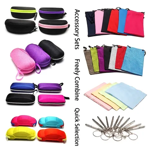 Glasses Accessories Kit Microfiber Cleaning Cloth Portable Hard Glasses Case Mini Repair Screwdriver And Test Cards Set
