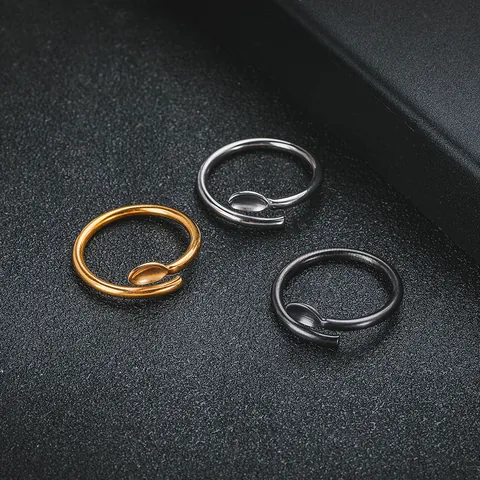Vintage Titanstahl Löffelform Offener Ring Für Damen Herren Einzigartiges Ohrlöffel Design Streetwear Hip Hop Fingerring