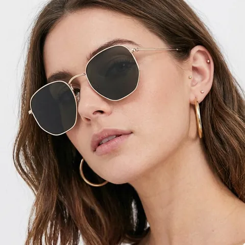 Polygon Metal Frame Sunglasses Western Trend Small Frame UV400 Protection Vintage Hexagonal Sun Glasses For Women Men Daily Travel