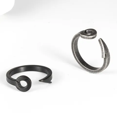 Vintage Titanstahl Fischhaken Anker Offener Ring Für Herren Damen Punk Kreative Verstellbare Fingerring Schmuck Schwarz Gold Stahl Geschenk
