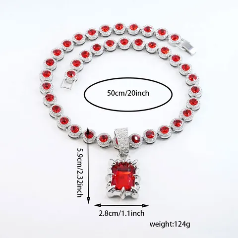 Collana con Pendente in Lega Vintage con Strass Hip Hop Placcata in Oro Argento Collana con Pietre Preziose Rettangolari Uomo Donna