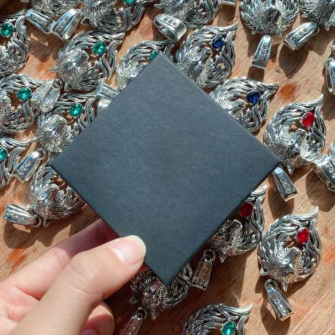Boîte Cadeau de Bijoux en Papier Noir Boîte Carrée Couvercle Ciel et Terre Pour Chaîne Cubaine Collier Rangement Bague Présentation