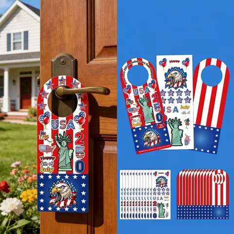 USA 250e Anniversaire Jour Indépendance DIY Accroche-porte Décoration Rouge Blanc Bleu Étoiles Rayures 4 Juillet Fête