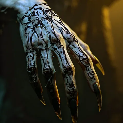 Halloween Skeleton Hand Bone Temporary Tattoo Stickers Waterproof Horror Realistic Skull Scars Body Art For Masquerade Party