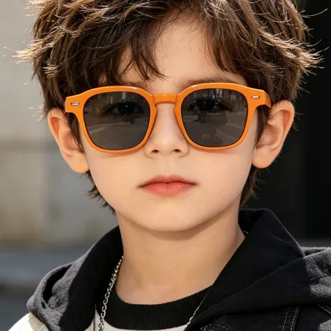 Retro Square Frame Kids Sunglasses Vintage Candy Color UV400 Protection Fashion Outdoor Sunshade Glasses With Metal Rivets