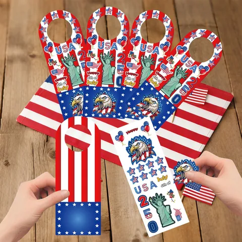 USA 250e Anniversaire Jour Indépendance DIY Accroche-porte Décoration Rouge Blanc Bleu Étoiles Rayures 4 Juillet Fête