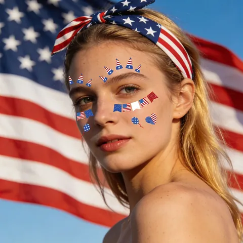 USA Independence Day Face Tattoo Stickers Waterproof Temporary Face Decoration American Patriotic 4th Of July Party Stickers
