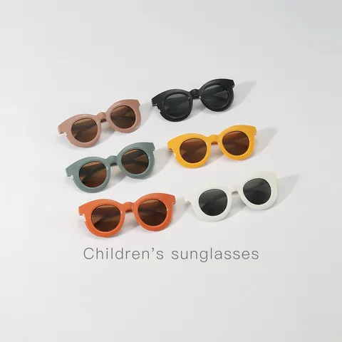 INS Style Kids Round Frame Sunglasses Macaron Color UV400 Protection Children Shades Polycarbonate Fashion Eyewear For Boys Girls