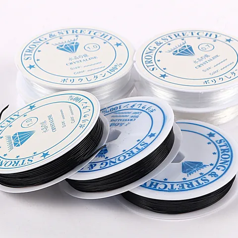 Cordón de Cristal Elástico Para Hacer Joyas DIY Hilo de Cuentas de Poliuretano Transparente Negro Para Suministros de Artesanía de Pulsera y Collar