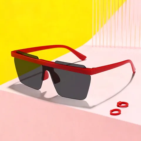 Kids Rimless Polygon Sunglasses Integrated Lens Retro Outdoor UV Protection Eyewear Fashion Sun Shades For Children Boys Girls
